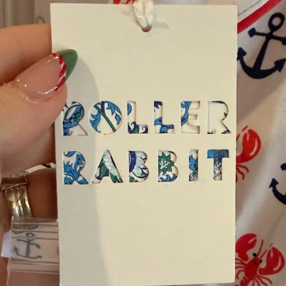 LIMITED EDITION Roller Rabbit White Red and Black Lobster & Anchor Pajama Top - Picture 10 of 10